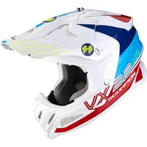 Scorpion / スコーピオン Exo Offroad Helmet Vx-22 Air Ares ホワイト ブルーレッド | 32-379-236, sco_32-379-236_L - Scorpion / スコーピオンヘルメット