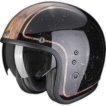 Scorpion / スコーピオン Exo ジェットヘルメット Belfast Evo Retrol ブラック ブラウン | 78-372-145, sco_78-372-145_L - Scorpion / スコーピオンヘルメット