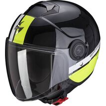 Scorpion / スコーピオン Exo ジェットヘルメット City Strada ブラックホワイト イエロー | 83-336-276, sco_83-336-276_M - Scorpion / スコーピオンヘルメット