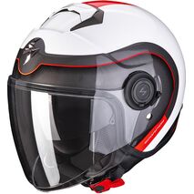 Scorpion / スコーピオン Exo ジェットヘルメット City Roll ホワイト レッド | 83-390-303, sco_83-390-303_L - Scorpion / スコーピオンヘルメット