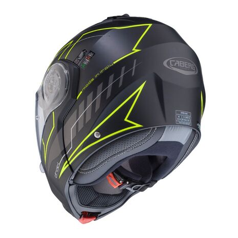 Caberg DROID BLAZE Flip Up Helmet, MATT BLACK/YELLOW FLUO | C0HB00A7, cab_C0HB00A7S - Caberg / カバーグヘルメット