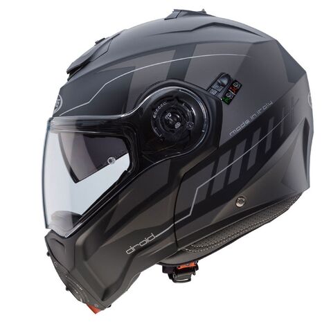 Caberg DROID BLAZE Flip Up Helmet, MATT BLACK/ANTHRACITE | C0HB00D0, cab_C0HB00D0M - Caberg / カバーグヘルメット