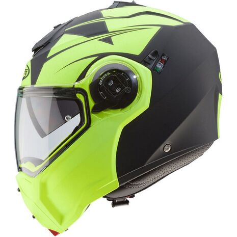 Caberg DROID PATRIOT Flip Up Helmet, MATT BLACK/YELLOW FLUO | C0HC00H0, cab_C0HC00H0M - Caberg / カバーグヘルメット