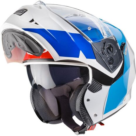 Caberg DUKE II IMPACT Flip Up Helmet, WHITE METAL/RED/BLUE LIGHT BLUE | C0IF00D6, cab_C0IF00D6L - Caberg / カバーグヘルメット