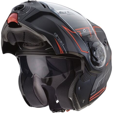 Caberg DROID BLAZE Flip Up Helmet, MATT BLACK/RED FLUO | C0HB00F8, cab_C0HB00F8XL - Caberg / カバーグヘルメット
