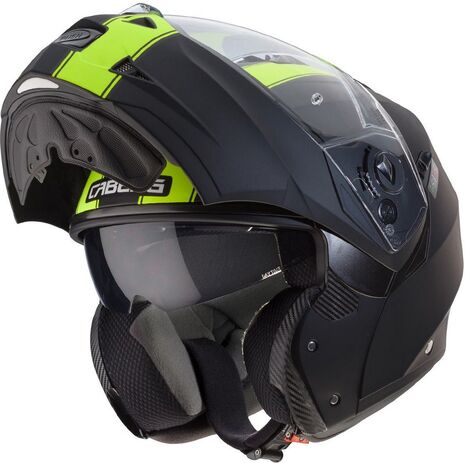Caberg DUKE LEGEND Flip Up Helmet, MATT BLACK/YELLOW FLUO | C0IC00A7, cab_C0IC00A7XL - Caberg / カバーグヘルメット