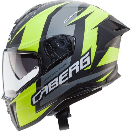 Caberg DRIFT EVO SPEEDSTER Full Face Helmet, MATT BLACK/ANTHRACITE/YELLOW FLUO | C2OB00G1, cab_C2OB00G1XL - Caberg / カバーグヘルメット