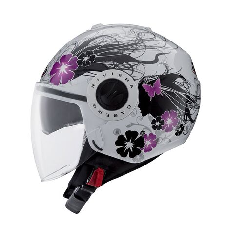 Caberg RIVIERA V3 DIVA Open Face Helmet, WHITE/SILVER DEKOR | C6FD00A2, cab_C6FD00A2M - Caberg / カバーグヘルメット