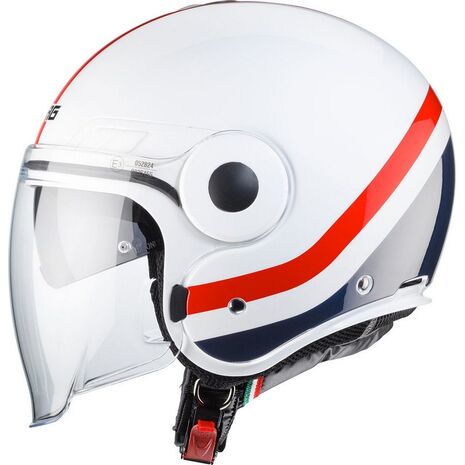 Caberg UPTOWN CHRONO Open Face Helmet, WHITE/BLUE/RED | C6GE00D6, cab_C6GE00D6L - Caberg / カバーグヘルメット