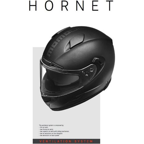 Momo Design / モモデザイン インテグラルヘルメット Hornet マットチタン / シルバー | MD1022001000, momo_MD10220010006 - フルフェイス