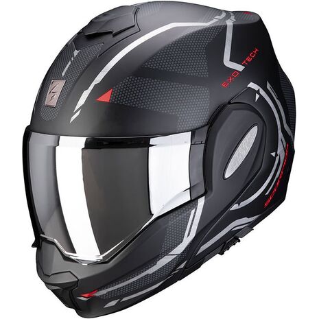 Scorpion / スコーピオン Exo モジュラーヘルメット Tech Square ブラックレッド | 18-348-24, sco_18-348-24_M - Scorpion / スコーピオンヘルメット