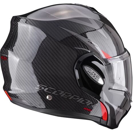 Scorpion / スコーピオン Exo モジュラーヘルメット Tech Carbon Top レッド | 18-397-24, sco_18-397-24_L - Scorpion / スコーピオンヘルメット