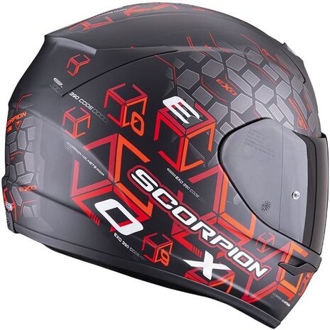 Scorpion / スコーピオン Exo フルフェイスヘルメット 390 Cube ブラックマット レッド | 39-356-24, sco_39-356-24_L - Scorpion / スコーピオンヘルメット