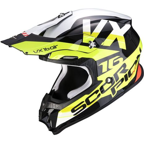 Scorpion / スコーピオン Exo Offroad Helmet Vx-16 Air X Turn ホワイト レッド | 46-332-59, sco_46-332-59_M - Scorpion / スコーピオンヘルメット