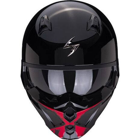 Scorpion / スコーピオン Exo モジュラーヘルメット Covert X Tanker ブラックレッド | 86-371-24, sco_86-371-24_L - Scorpion / スコーピオンヘルメット