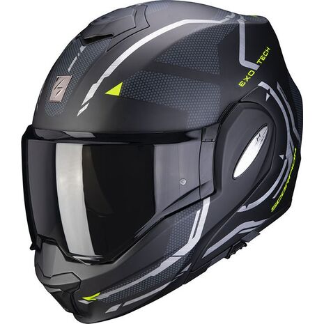 Scorpion / スコーピオン Exo モジュラーヘルメット Tech Square ブラック イエロー | 18-348-157, sco_18-348-157_L - Scorpion / スコーピオンヘルメット