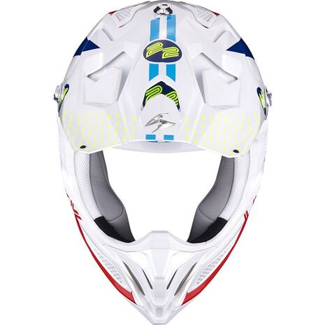 Scorpion / スコーピオン Exo Offroad Helmet Vx-22 Air Ares ホワイト ブルーレッド | 32-379-236, sco_32-379-236_L - Scorpion / スコーピオンヘルメット