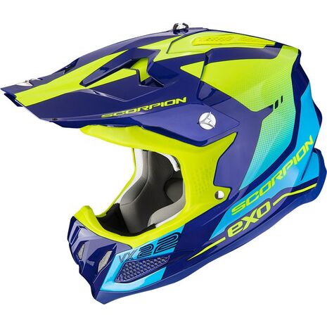 Scorpion / スコーピオン Exo Offroad Helmet Vx-22 Air Attis ブルーイエロー | 32-380-203, sco_32-380-203_M - Scorpion / スコーピオンヘルメット