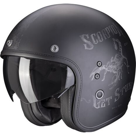 Scorpion / スコーピオン Exo ジェットヘルメット Belfast Evo Pique ブラックシルバー | 78-271-159, sco_78-271-159_M - Scorpion / スコーピオンヘルメット