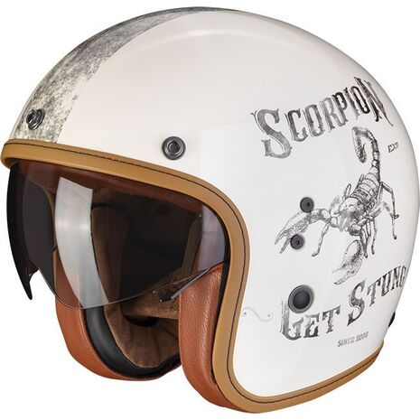 Scorpion / スコーピオン Exo ジェットヘルメット Belfast Evo Pique ベージュ ブラック | 78-271-283, sco_78-271-283_L - Scorpion / スコーピオンヘルメット