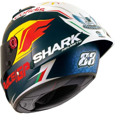 Shark / シャーク フルフェイスヘルメット RACE-R PRO GP OLIVEIRA SIGNATURE Mat ブルー シルバー ホワイト/BSW | HE8425BSW, sh_HE8425EBSWS - SHARK / シャークヘルメット