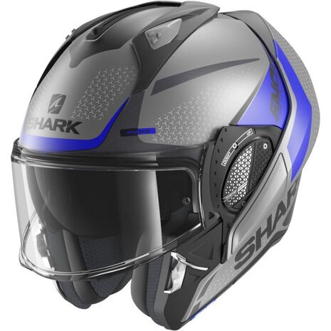 Shark / シャーク モジュラーヘルメット EVO GT ENCKE MAT アンスラサイト ブルー ブラック/ABK | HE8915ABK, sh_HE8915EABKM - SHARK / シャークヘルメット