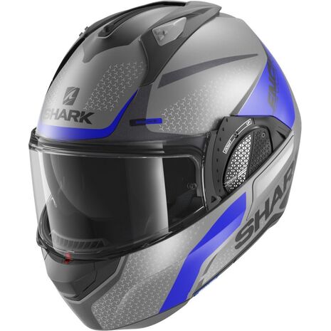 Shark / シャーク モジュラーヘルメット EVO GT ENCKE MAT アンスラサイト ブルー ブラック/ABK | HE8915ABK, sh_HE8915EABKS - SHARK / シャークヘルメット