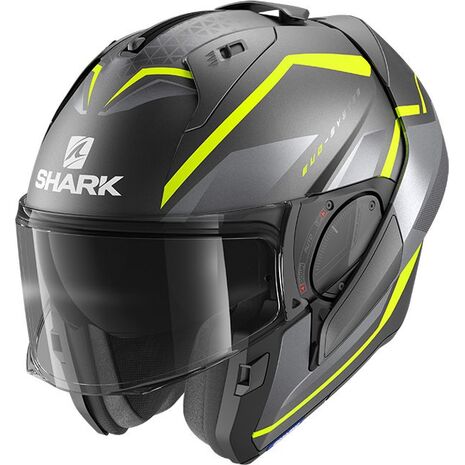 Shark / シャーク モジュラーヘルメット EVO ES YARI Mat アンスラサイト イエロー シルバー/AYS | HE9804AYS, sh_HE9804EAYSS - SHARK / シャークヘルメット
