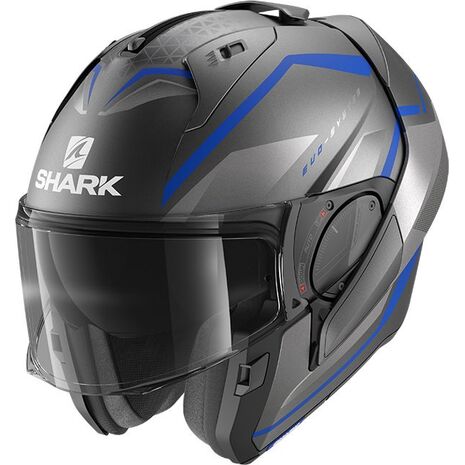 Shark / シャーク モジュラーヘルメット EVO ES YARI Mat アンスラサイト ブルー シルバー/ABS | HE9804ABS, sh_HE9804EABSXL - SHARK / シャークヘルメット