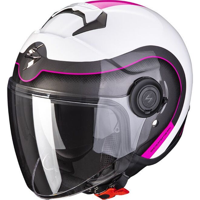 Scorpion / スコーピオン Exo ジェットヘルメット City Roll ホワイト ピンク | 83-390-169
